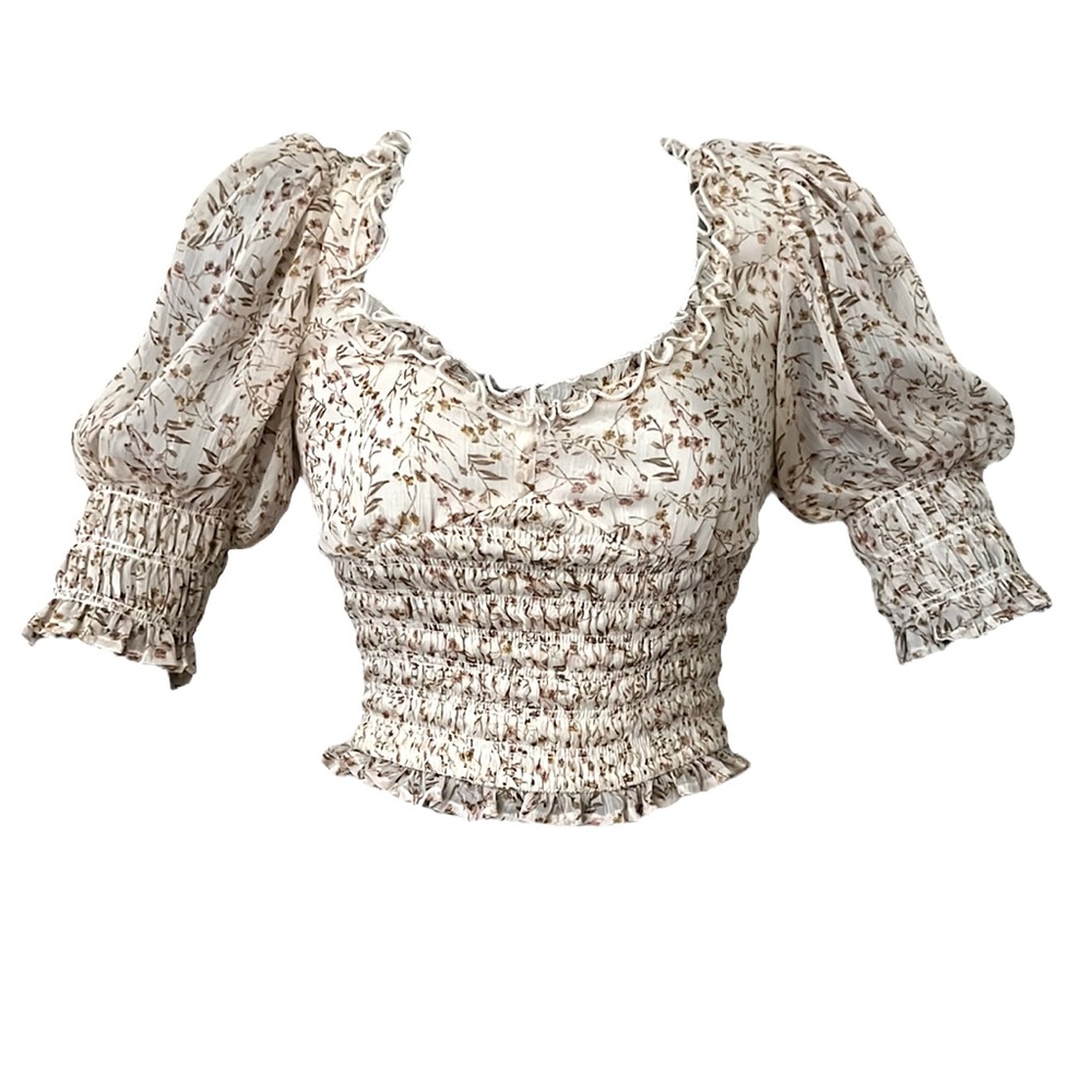 EUC By Together Floral Smocked Top 3/4 Sleeves Size Small